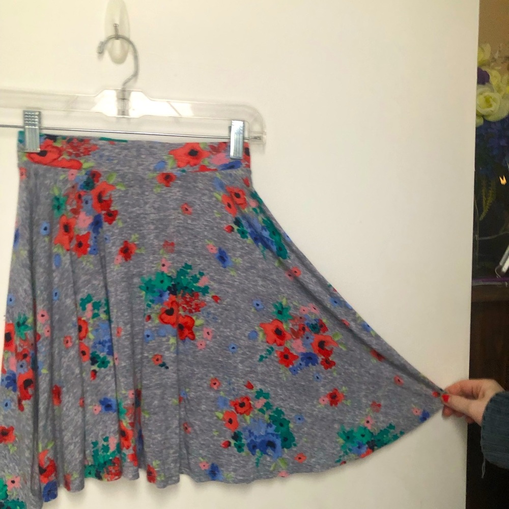 Floral Gray Skater Skirt